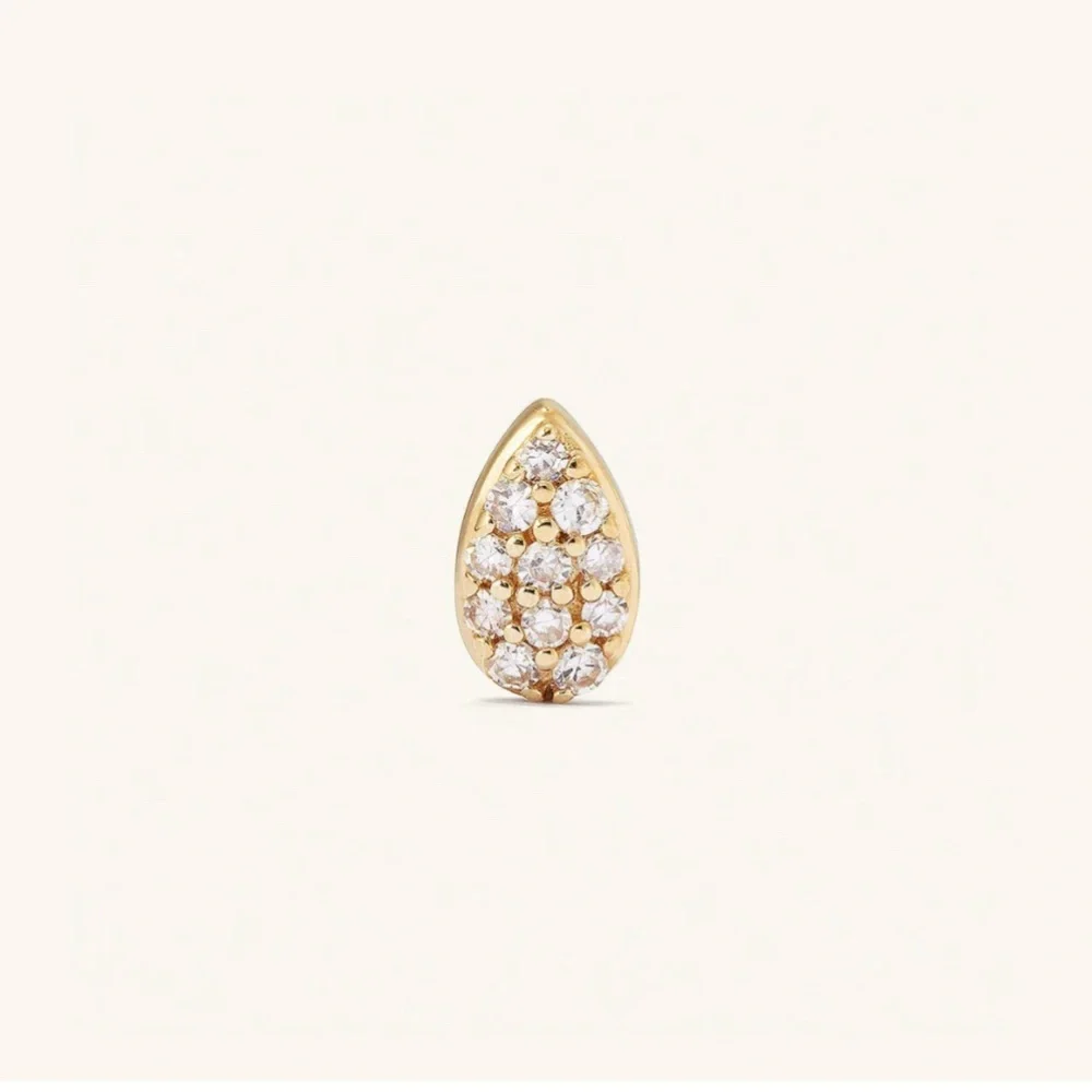 Mejuri Gold Diamond Pave Pear Stud Earring - Picture 1 of 2